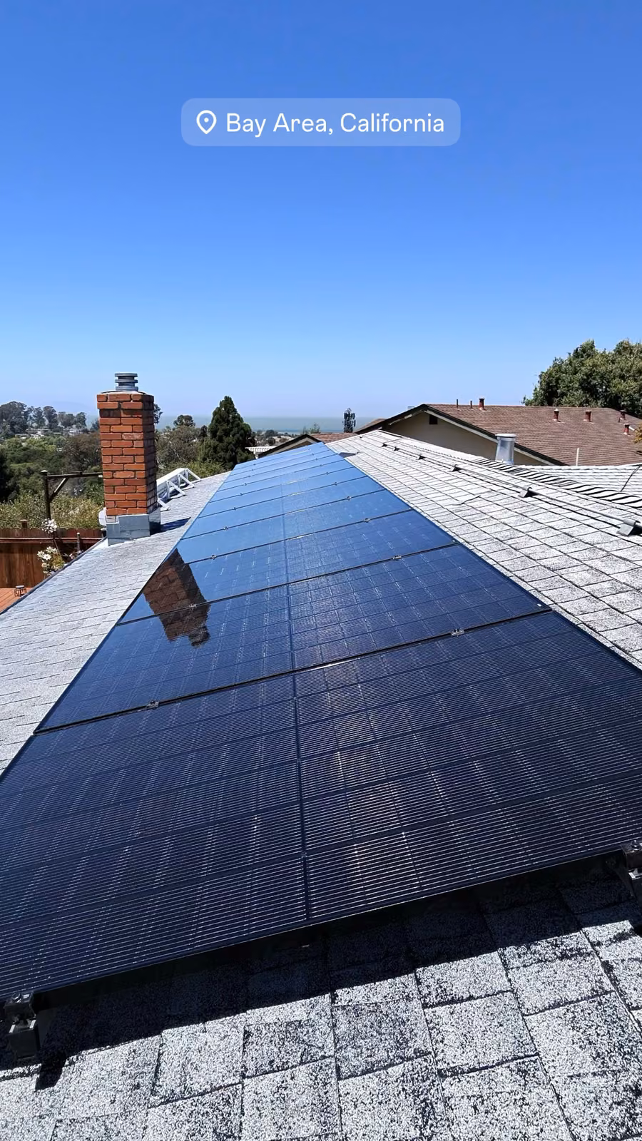 Clean residential solar panel array in the Bay Area