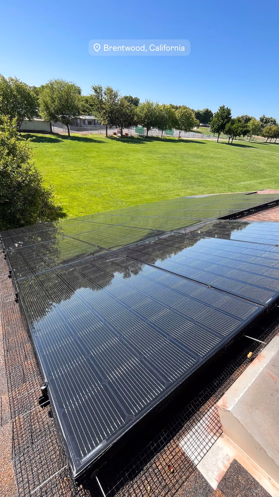 Clean residential solar panels at a Brentwood property